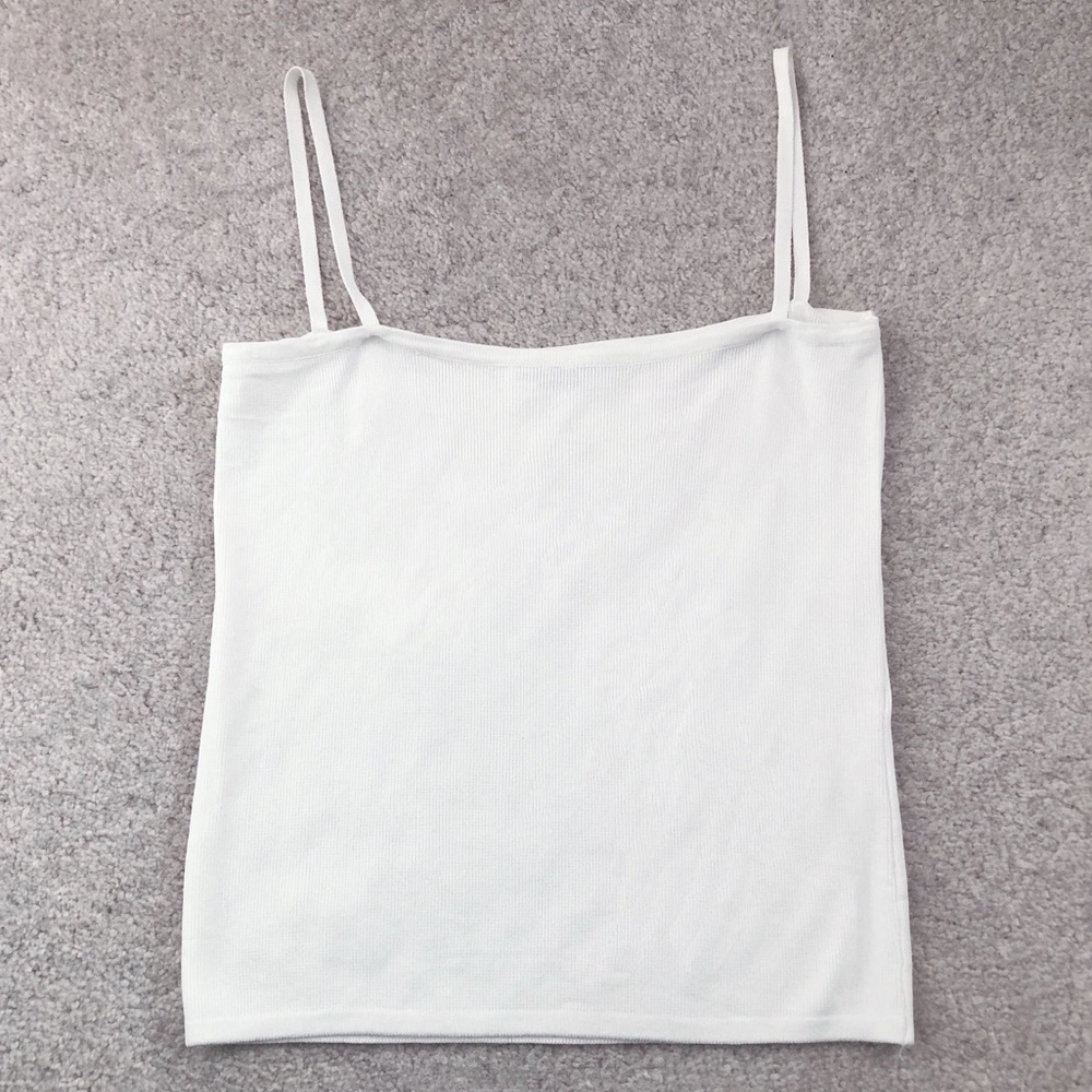 3 for $25⚡️White ribbed thin strap cami top